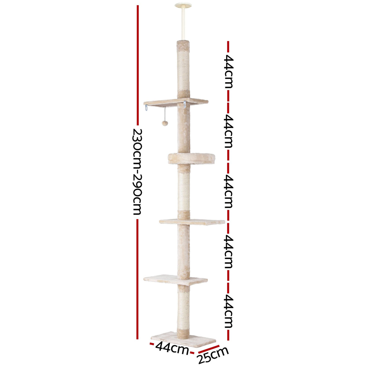 i.Pet Cat Tree 290cm Tower Scratching Post Scratcher Floor to Ceiling Cats Bed