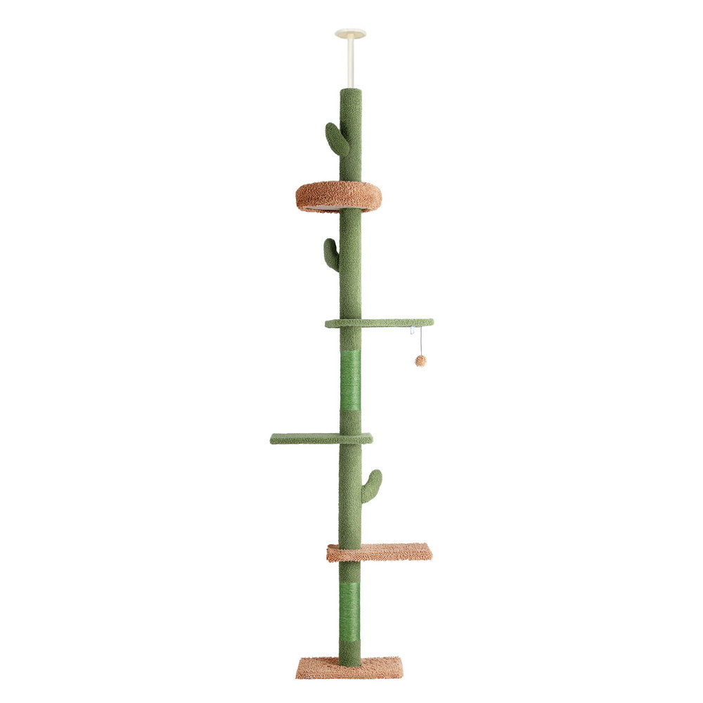Cat Tree Tower Scratching Post Scratcher Floor To Ceiling Cats Bed 290Cm