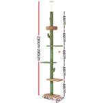 Cat Tree Tower Scratching Post Scratcher Floor To Ceiling Cats Bed 290Cm