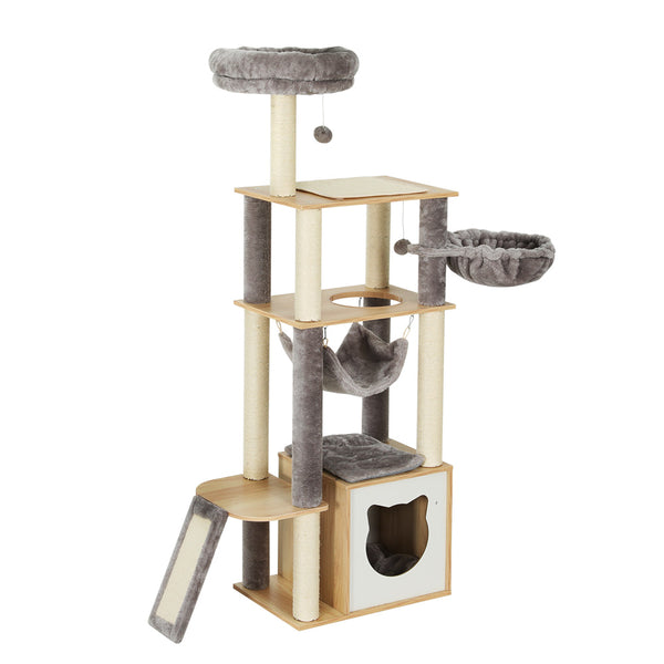  Cat Tree 152cm Tower Scratching Post Scratcher Wood Bed Condo Toys House Ladder