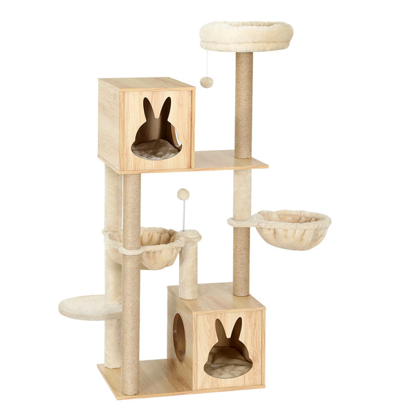  Cat Tree 141cm Tower Scratching Post Scratcher Wood