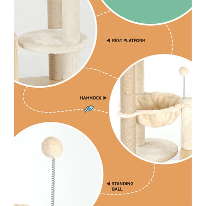 Cat Tree 141cm Tower Scratching Post Scratcher Wood
