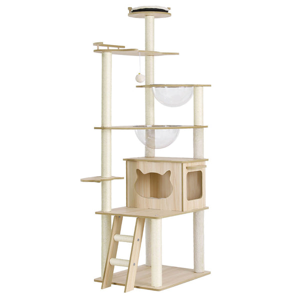  Cat Tree Tower Scratching Post Scratcher 174cm Wood Bed Condo House Ladder