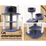 Stylish Cat Tree Tower with Scratching Posts - Grey 126cm