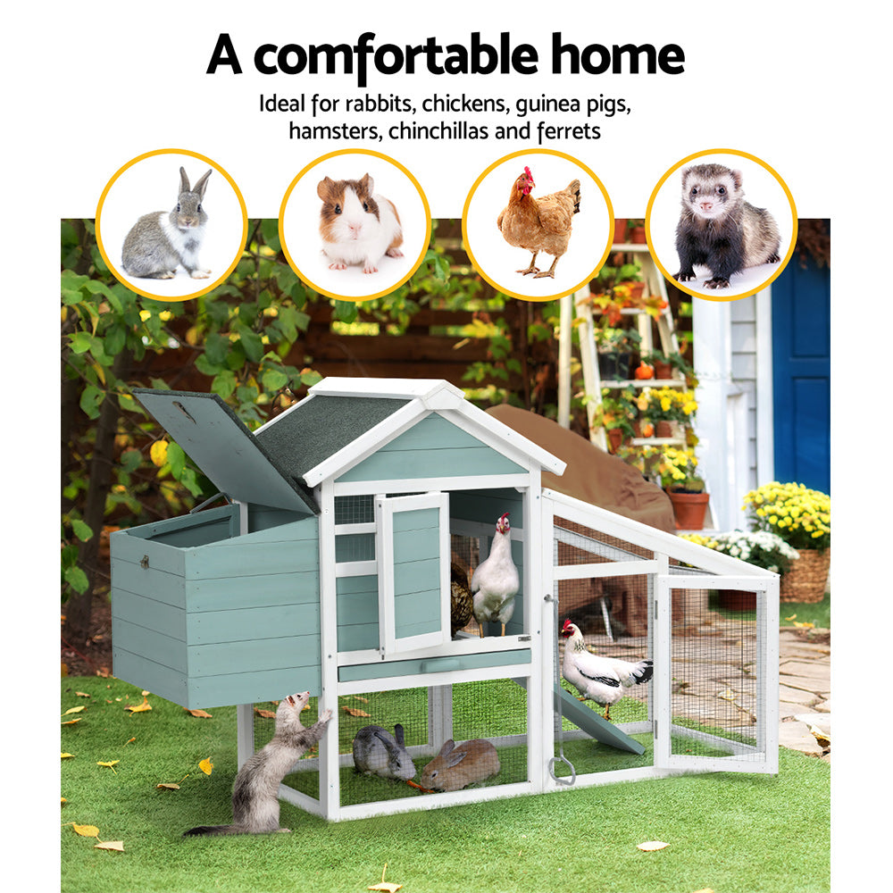 Chicken Coop Rabbit Hutch 150cm x 60cm x 93cm Large Chicken Coop House Run Cage Wooden