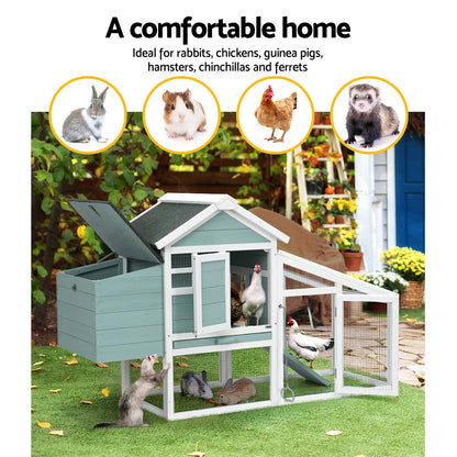 Chicken Coop Rabbit Hutch 150cm x 60cm x 93cm Large Chicken Coop House Run Cage Wooden