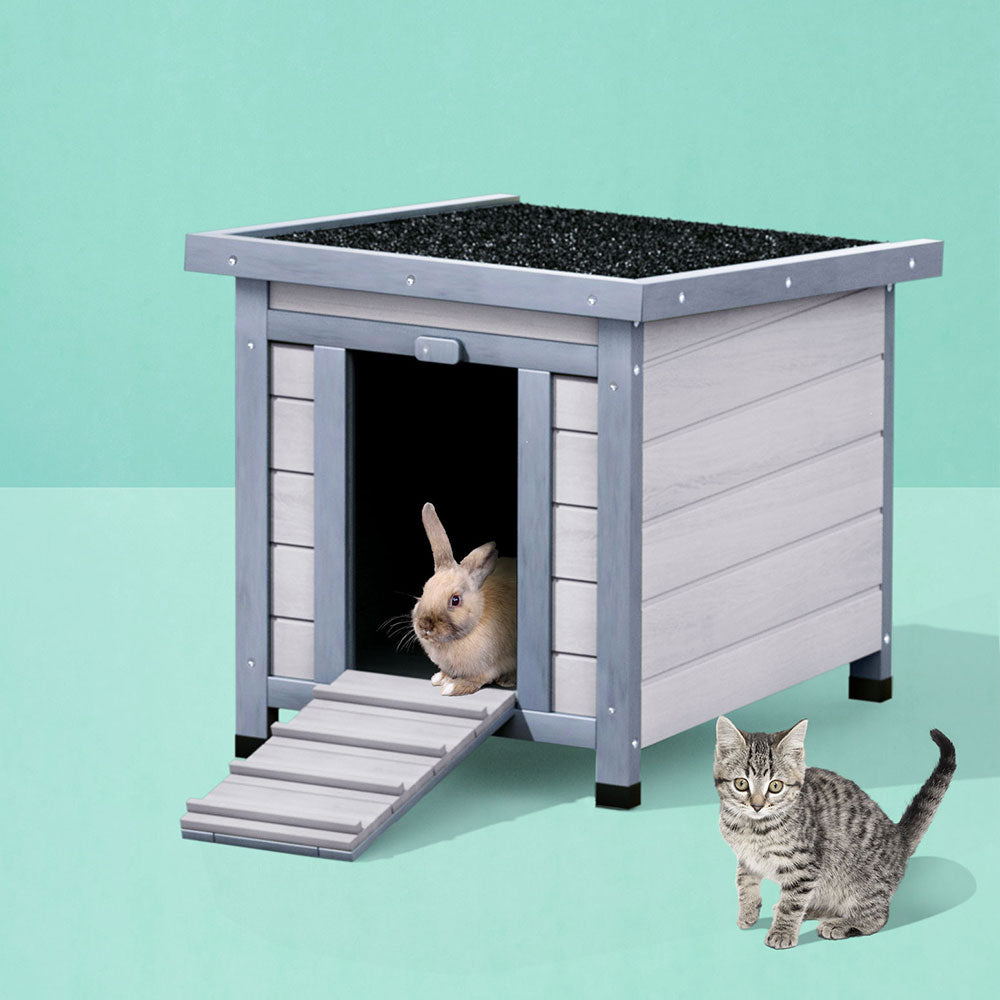 Outdoor Cat House & Rabbit Hutch - Wooden Shelter & Small Enclosure