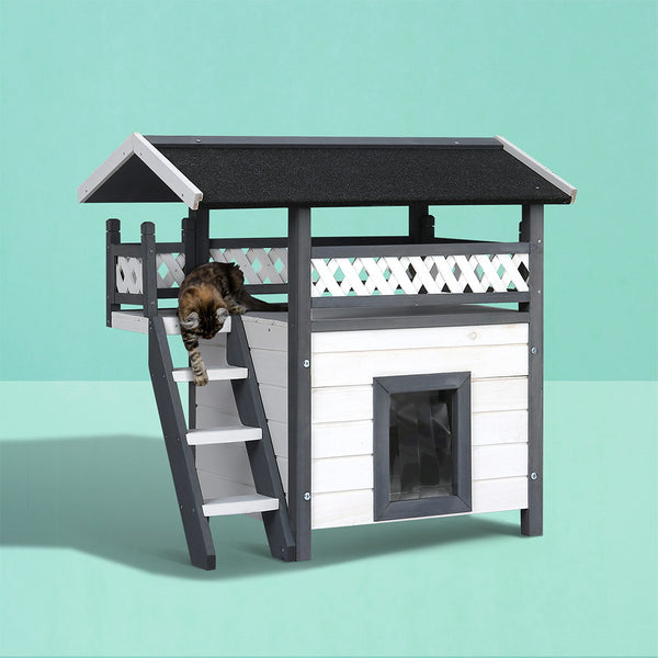  Cat House Shelter Rabbit Hutch Outdoor Wooden Small Dog