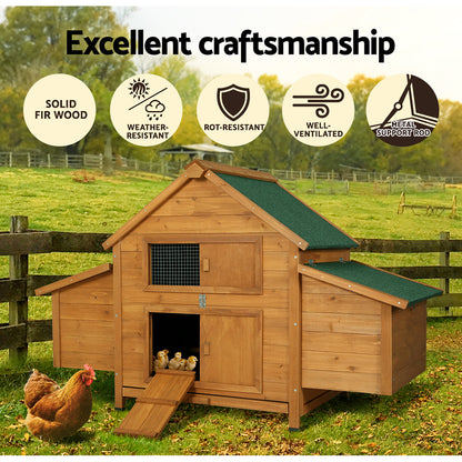 Chicken Coop Rabbit Hutch 150cm x 68cm x 96cm Large Chicken Coop House Run Cage Wooden