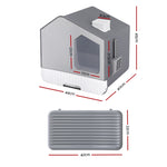 Large Cat Litter Box - Hooded Tray with Scoop & Mat, Grey