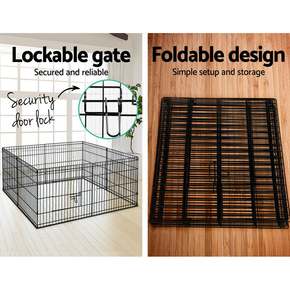 24" 8 Panel Dog Playpen Pet Fence Exercise Cage Enclosure Play Pen