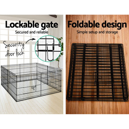 24" 8 Panel Dog Playpen Pet Fence Exercise Cage Enclosure Play Pen