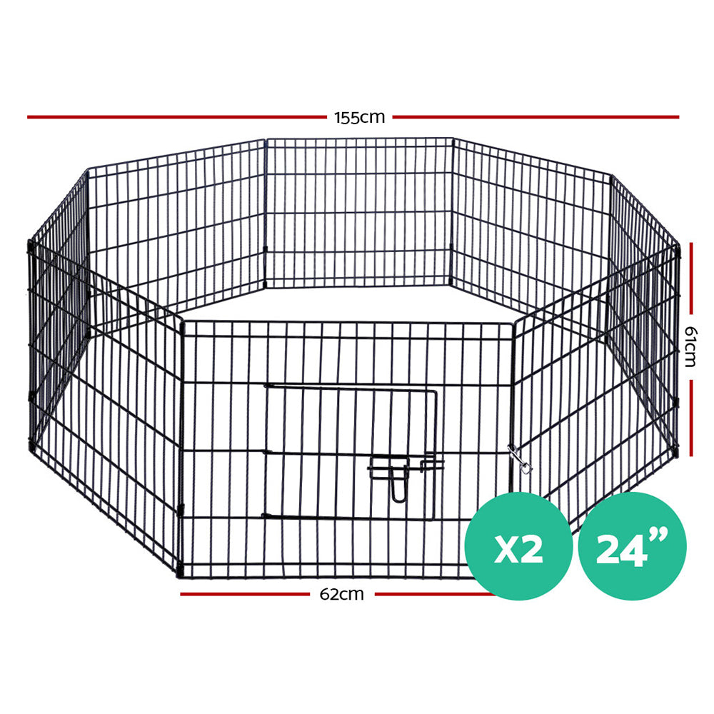 2X24" 8 Panel Dog Playpen Pet Fence Exercise Cage Enclosure Play Pen