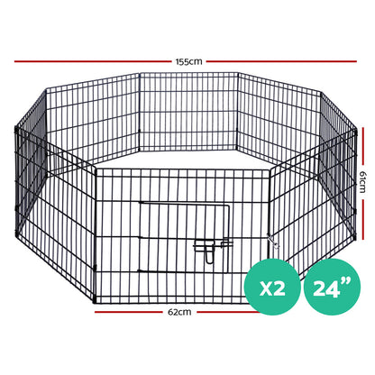 2X24" 8 Panel Dog Playpen Pet Fence Exercise Cage Enclosure Play Pen