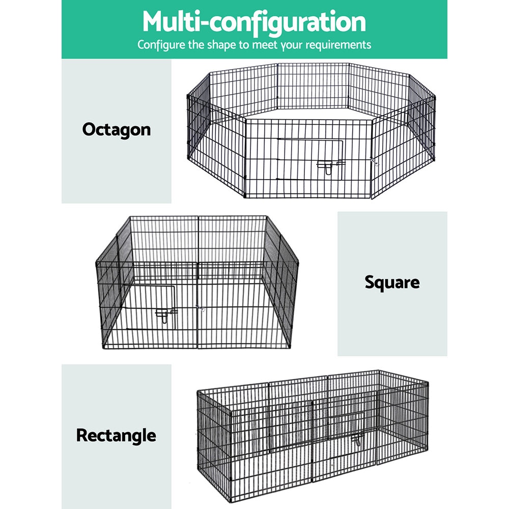 2X24" 8 Panel Dog Playpen Pet Fence Exercise Cage Enclosure Play Pen