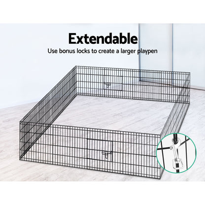 2X24" 8 Panel Dog Playpen Pet Fence Exercise Cage Enclosure Play Pen