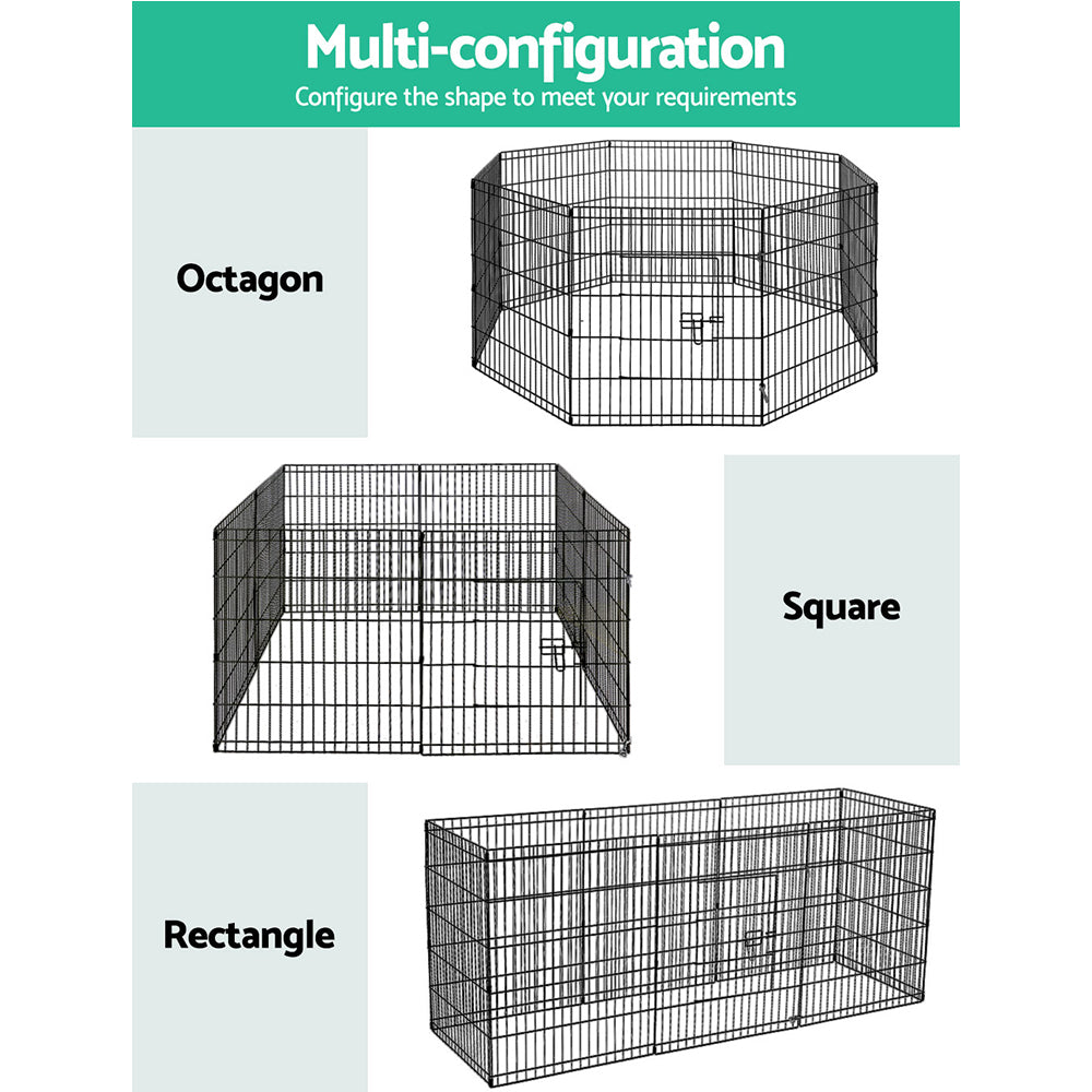30" 8 Panel Dog Playpen Pet Fence Exercise Cage Enclosure Play Pen