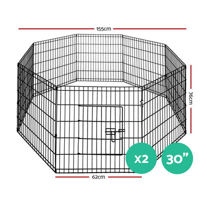 2X30" 8 Panel Dog Playpen Pet Fence Exercise Cage Enclosure Play Pen