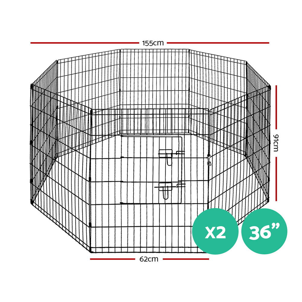 2X36" 8 Panel Dog Playpen Pet Fence Exercise Cage Enclosure Play Pen