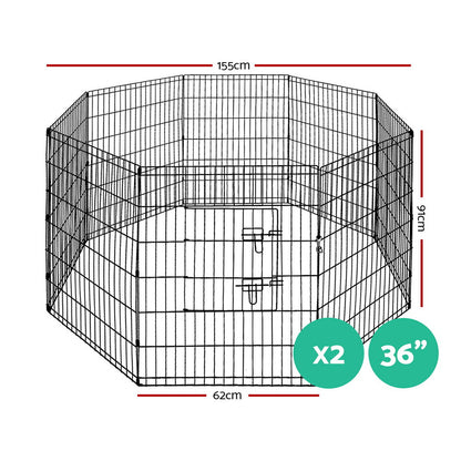2X36" 8 Panel Dog Playpen Pet Fence Exercise Cage Enclosure Play Pen