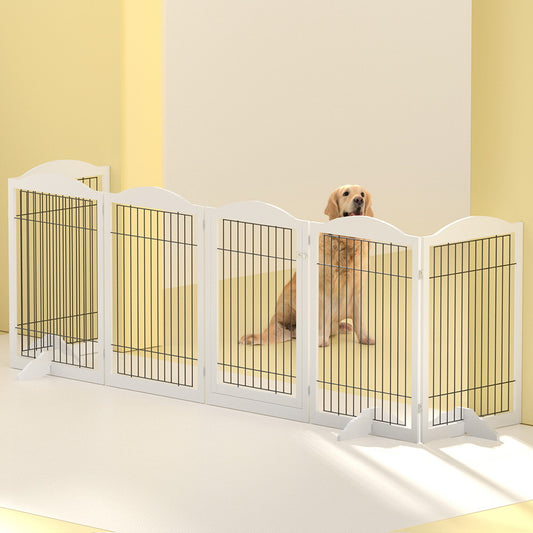 Dog Playpen Enclosure 6 Panel Pet Fence Wooden Play Pen