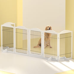Dog Playpen Enclosure 6 Panel Pet Fence Wooden Play Pen