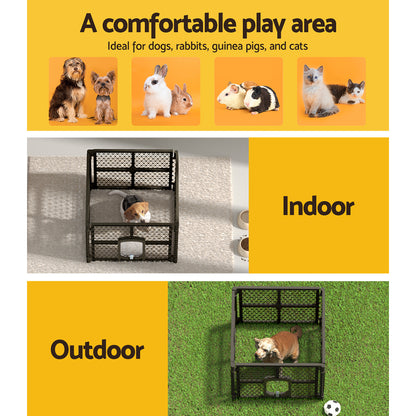 Pet Dog Playpen Enclosure 4 Panel Fence Puppy Cage Plastic Play Pen Fold