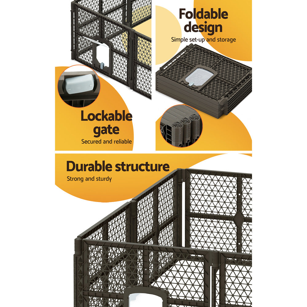 Dog Playpen Enclosure 8 Panel Pet Fence Plastic Play Pen