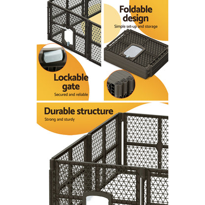 Dog Playpen Enclosure 8 Panel Pet Fence Plastic Play Pen
