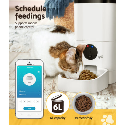 Automatic Pet Feeder 6L Wifi Auto Dog Cat Smart Food Dispenser Timer