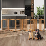 Alopet Wooden Pet Gate Dog Fence Indoor Stair Barrier 6 Panels Natural