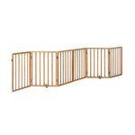 Alopet Wooden Pet Gate Dog Fence Indoor Stair Barrier 6 Panels Natural