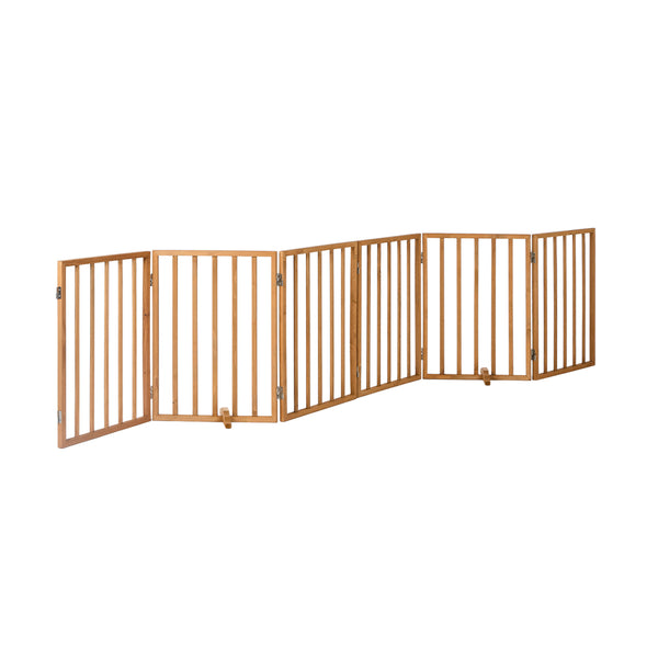  Alopet Wooden Pet Gate Dog Fence Indoor Stair Barrier 6 Panels Natural