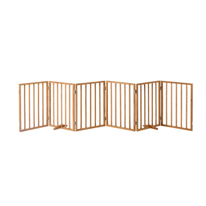 Alopet Wooden Pet Gate Dog Fence Indoor Stair Barrier 6 Panels Natural