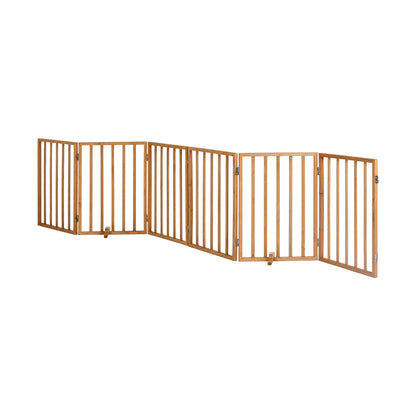 Alopet Wooden Pet Gate Dog Fence Indoor Stair Barrier 6 Panels Natural