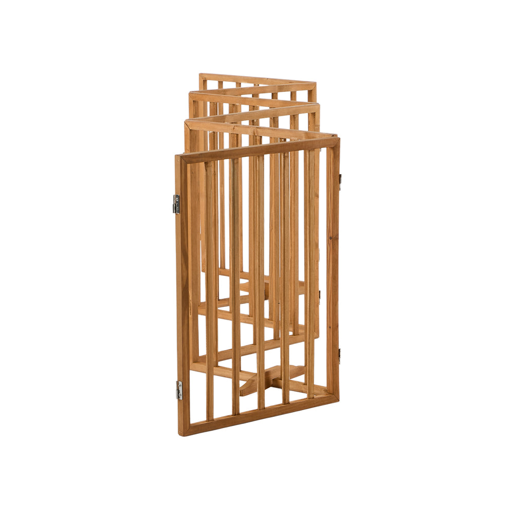 Alopet Wooden Pet Gate Dog Fence Indoor Stair Barrier 6 Panels Natural