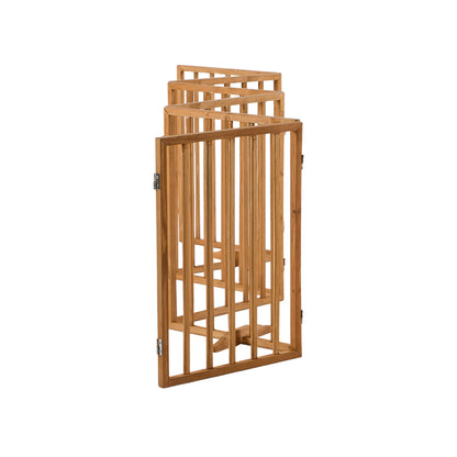 Alopet Wooden Pet Gate Dog Fence Indoor Stair Barrier 6 Panels Natural