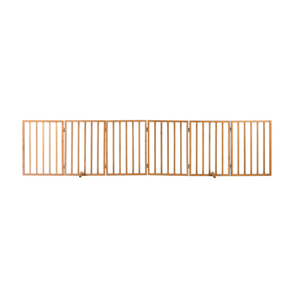 Alopet Wooden Pet Gate Dog Fence Indoor Stair Barrier 6 Panels Natural