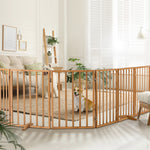 Alopet Wooden Pet Gate Dog Fence Indoor Stair Barrier 6 Panels Natural
