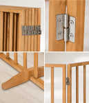 Alopet Wooden Pet Gate Dog Fence Indoor Stair Barrier 6 Panels Natural