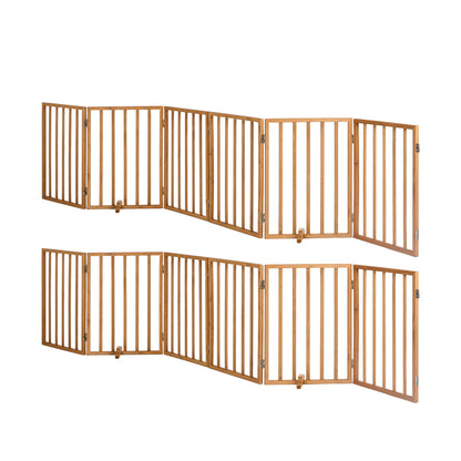 Wooden Pet Gate Dog Fence Playpen Barrier 12 Panels Natural