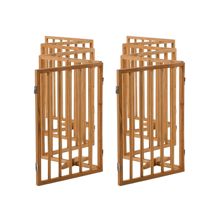 Wooden Pet Gate Dog Fence Playpen Barrier 12 Panels Natural
