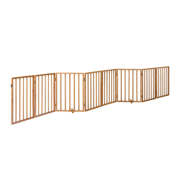  Alopet Wooden Pet Gate Dog Fence Stair Barrier 8 Panels Natural Safety