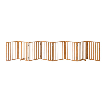 Alopet Wooden Pet Gate Dog Fence Stair Barrier 8 Panels Natural Safety