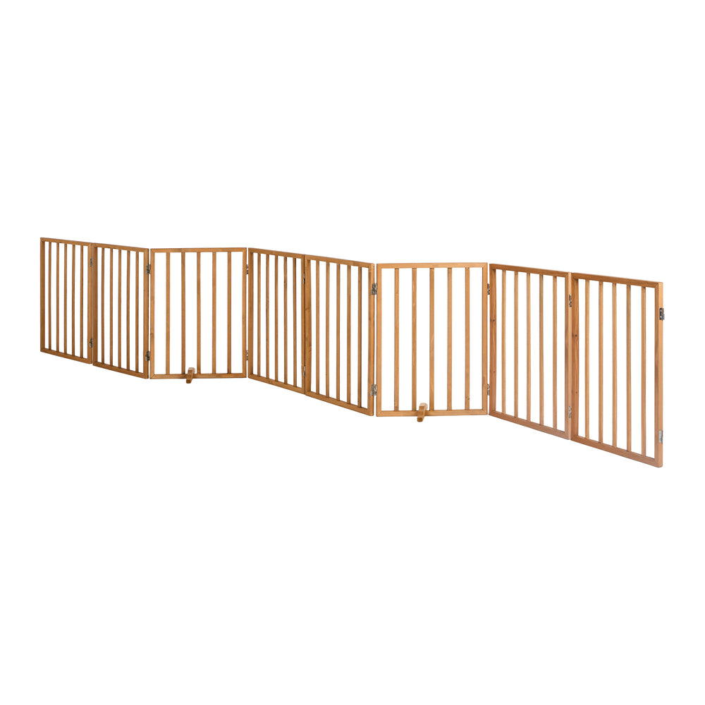 Alopet Wooden Pet Gate Dog Fence Stair Barrier 8 Panels Natural Safety