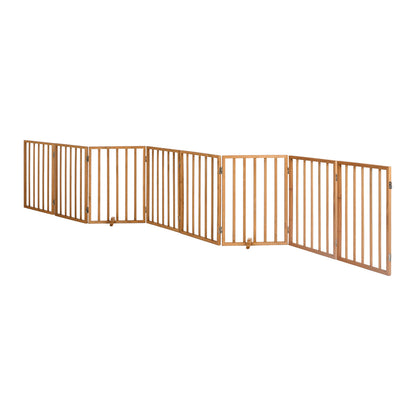 Alopet Wooden Pet Gate Dog Fence Stair Barrier 8 Panels Natural Safety