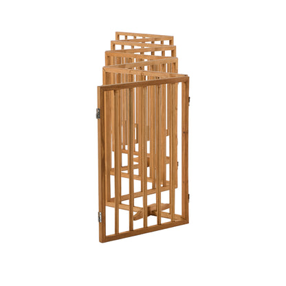Alopet Wooden Pet Gate Dog Fence Stair Barrier 8 Panels Natural Safety