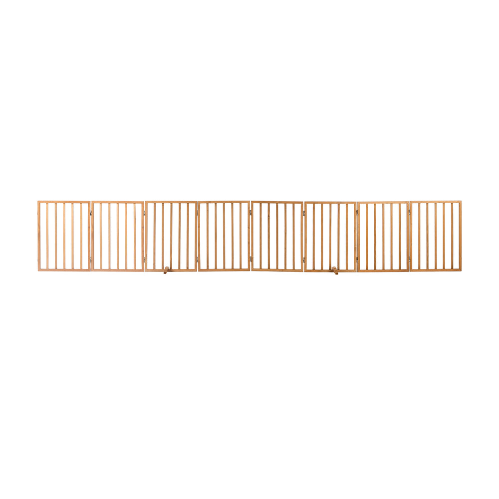 Alopet Wooden Pet Gate Dog Fence Stair Barrier 8 Panels Natural Safety