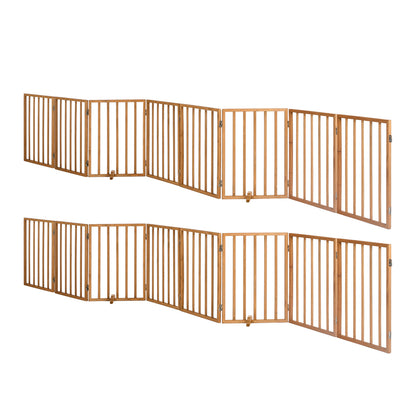 Wooden Pet Gate Dog Fence Playpen Barrier 16 Panels Natural