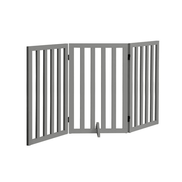  Wooden Pet Gate Dog Fence 3 Panels 80cm Grey